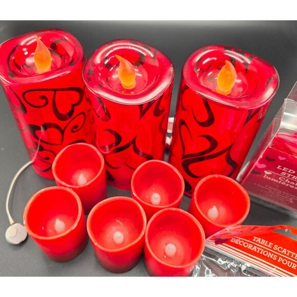 Valentines Day Decor Set With LED Light Candles String Lights & Hearts VL1800 - Picture 7 of 13